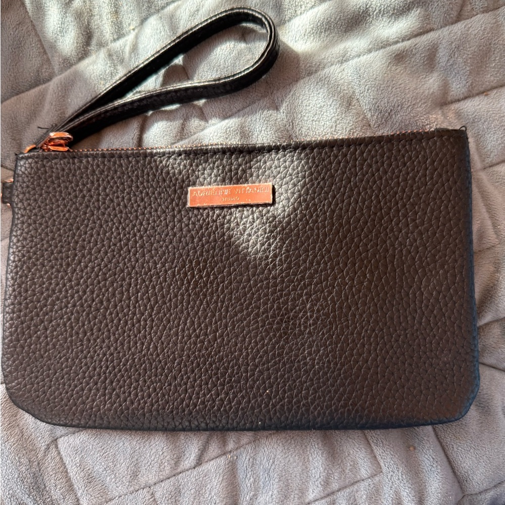 Adrienne Vittadini Black Textured Clutch